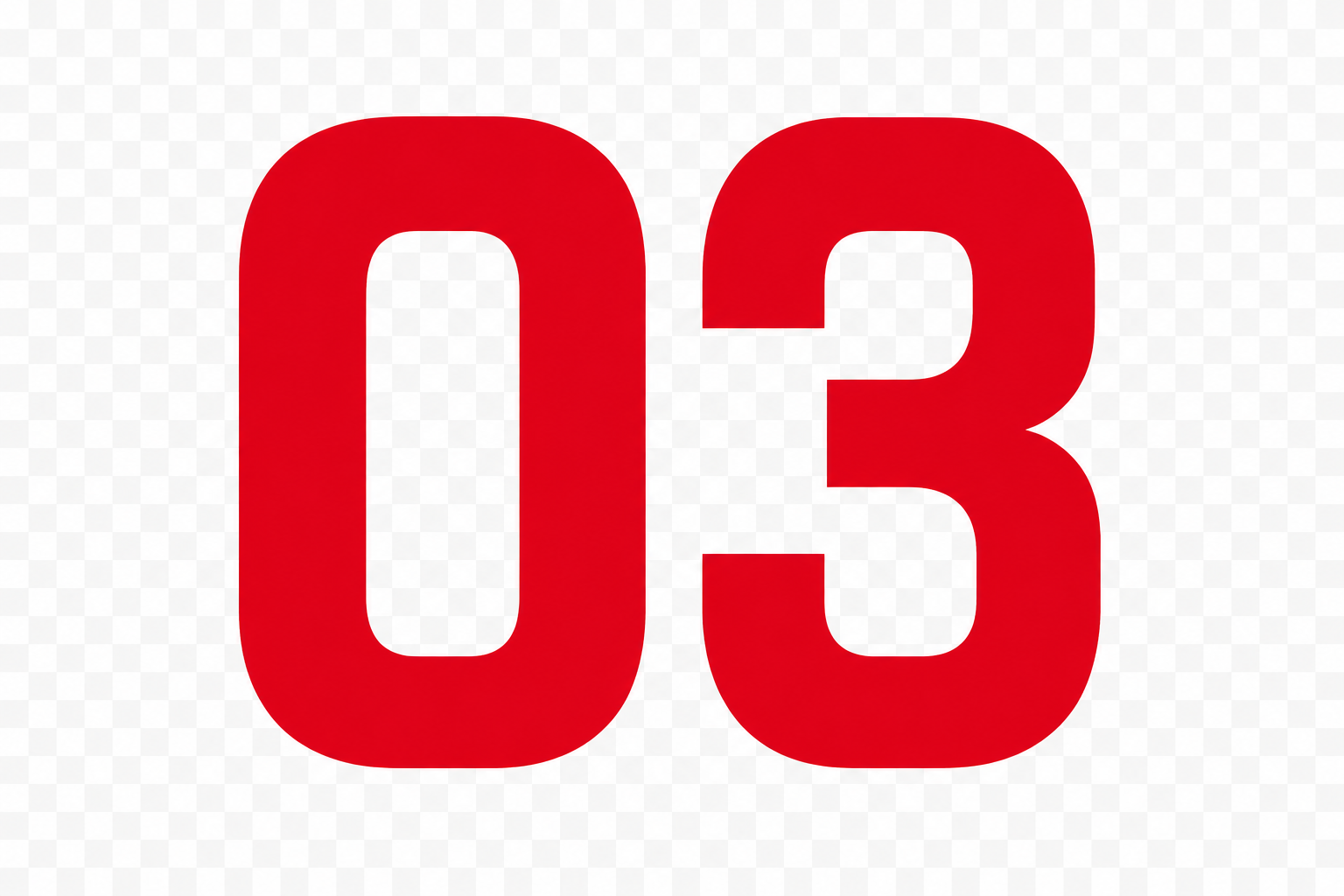 Bold Red Number 03